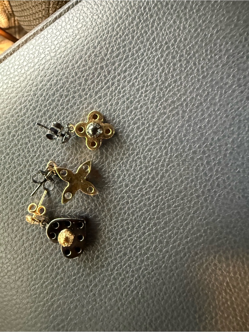 Louis Vuitton Black and Gold Mixed Motif Earrings Set